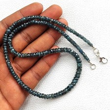 Green Kyanite Faceted Rondelle Beads 4-5.5mm Gemstone 17" India Craft Necklace
