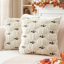 Artscope Fall Pumpkin Throw Pillow Covers 18x18 18" x Pack of 2 , Beige