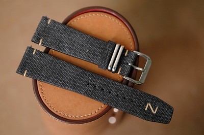 Handmade gray Canvas watch strap watch band size 23/20 - Custom size length
