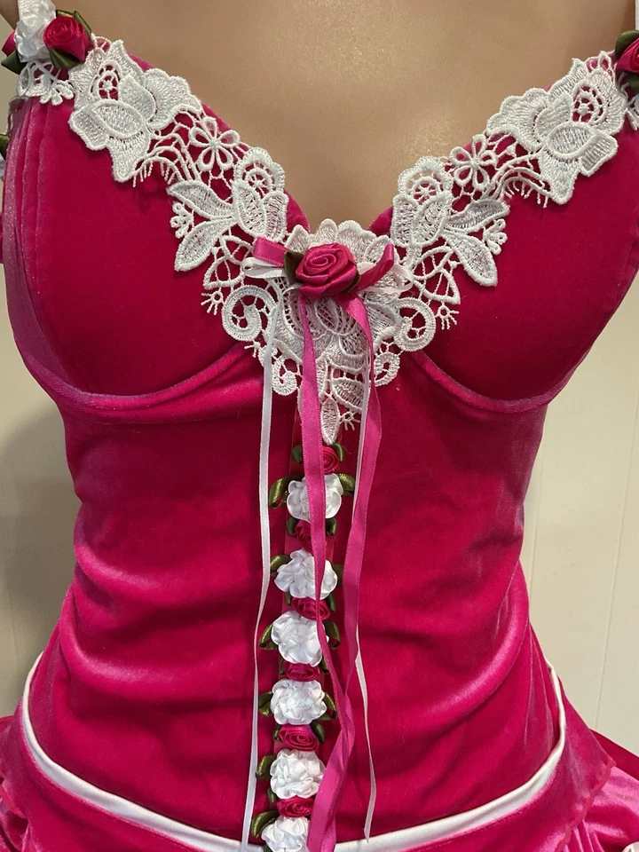 Seven Til Midnight Custom Velvet Stretch Pink Princess Womans Costume L New - Image 3 of 4