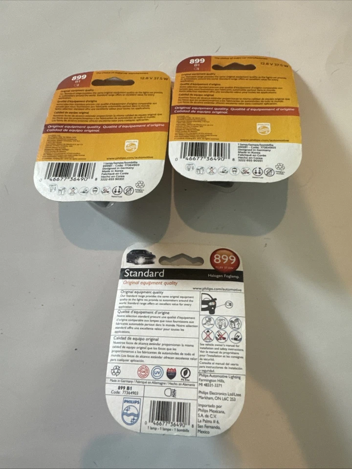 Bombilla antiniebla-paquete blister individual estándar Philips 899 B1 lote de 3 paquetes Foto 2 de 2