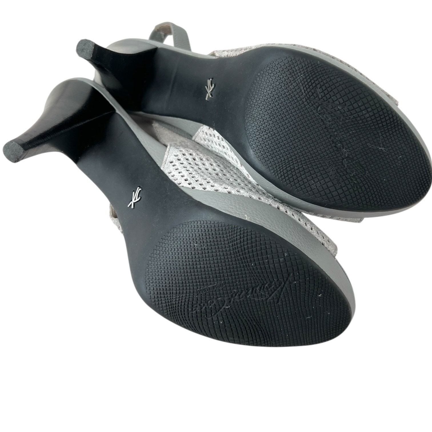 Kenneth Cole New York Perforated Leather Slingback Heels in Gray Women's Sz 7.5M