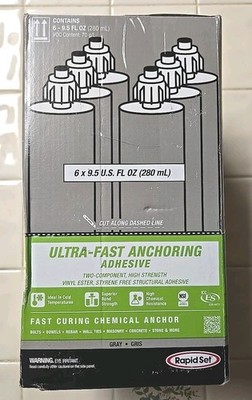 New 6 Pack of Rapid Set 9.5 fl oz Ultra-Fast Anchoring Adhesive in Gray