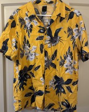 H&M Shirt Men s Medium Yellow & Blue Lyocell ...