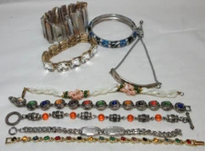 VINTAGE TO NOW LOT OF BRACELETS ASSORTED LOT MULTI COLOR BANGLE TENNIS BOLO #21