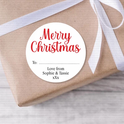 HOMEMADE 48 PERSONALISED CHRISTMAS STICKERS |MERRY CHRISTMAS | GIFT WRAPPING LABELS