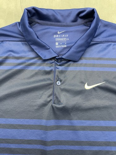 Nike Golf Polo Dri Fit Short Sleeve Men's XL Blue Stripes Lightweight BV8230-492 - 第 3/8 張圖片