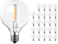 25 Pack G40 LED Light Bulbs Replacement, 1W E12/C7 Small Screw Base Socket Light