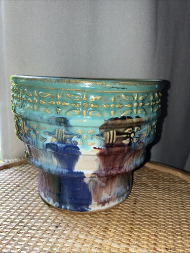 Early Hull Stamped Art Pottery Drip Glaze Majolica Planter 1920’s EXCELLENT!! - Picture 3 of 7