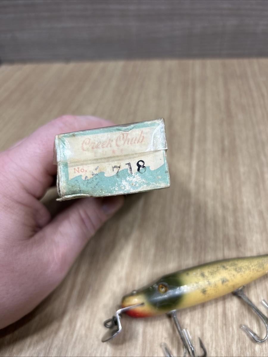 Vintage Creek Chub 718 SW Saltwater Pikie Wood Lure - Glass Eyes