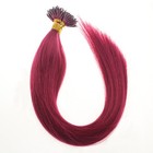 Nano Bead Hair Extensions Remy Human Hair Micro Loop Ring Burgundy Red 20inch — photo 3