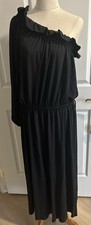 Country Road One Shoulder Black Ruffle Dress Size Large