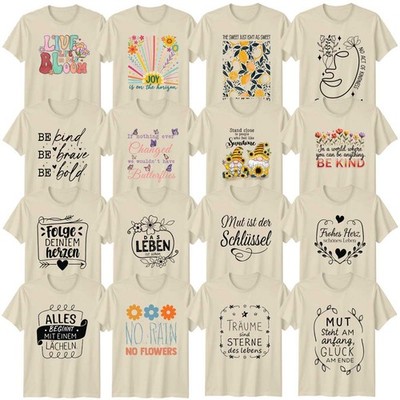 Inspirierende Zitate Blumen Erwachsene T-Shirt deutsche Sprüche positive Schwingungen Geschenk