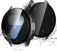 2 Pack Waterproof Case with Tempered Glass Protector for Galaxy Watch 7 44mm