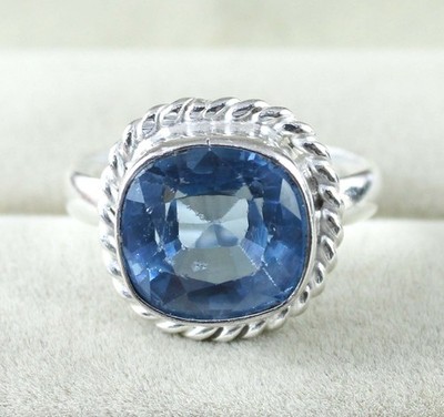 Aquamarin Ring 13,35 Ct Cushion Natur Edelstein AGI 925 Silber Unisex