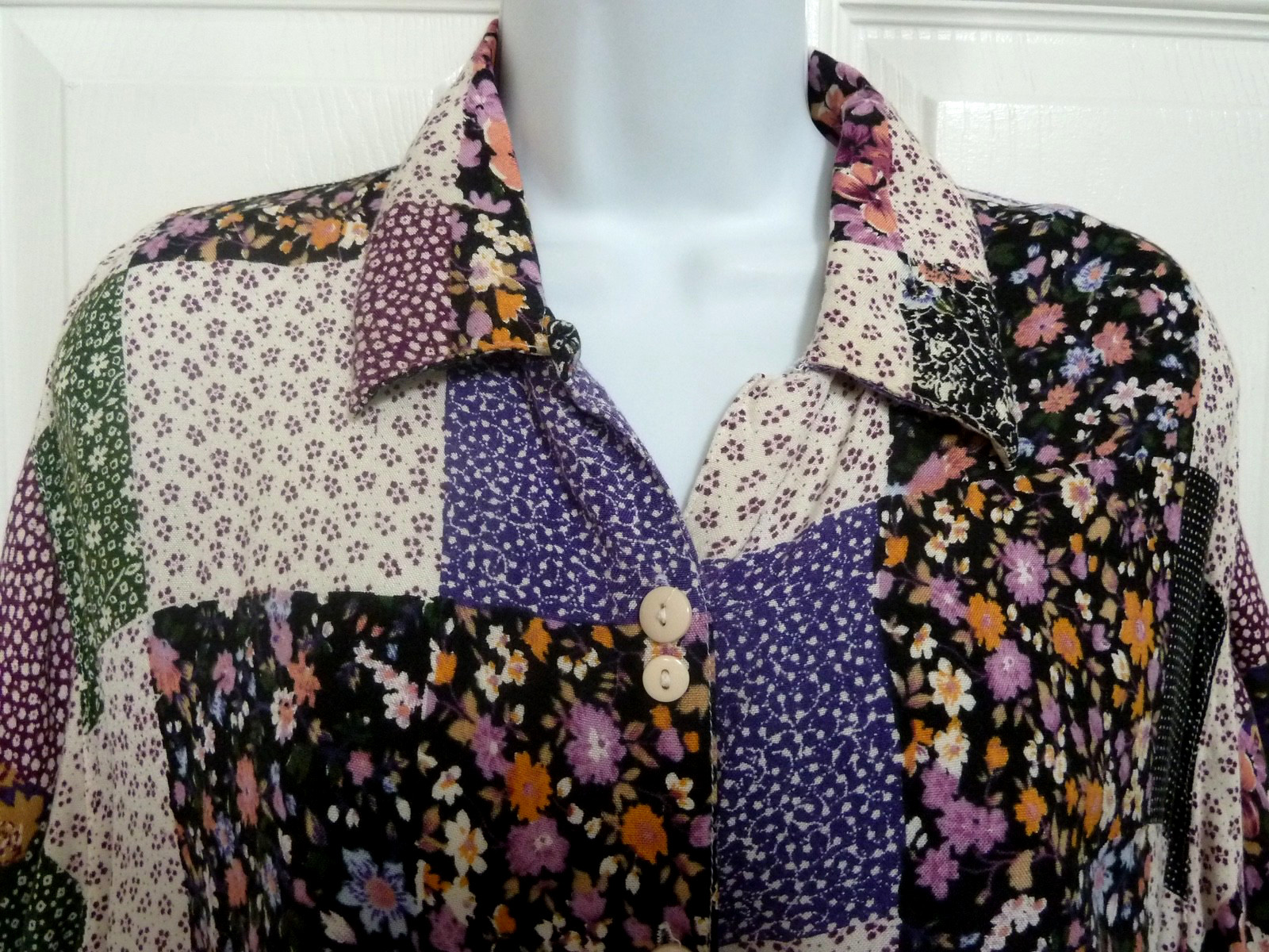 RHYTHMS Plus Sz 20 Patchwork Button Up Blouse Col… - image 2