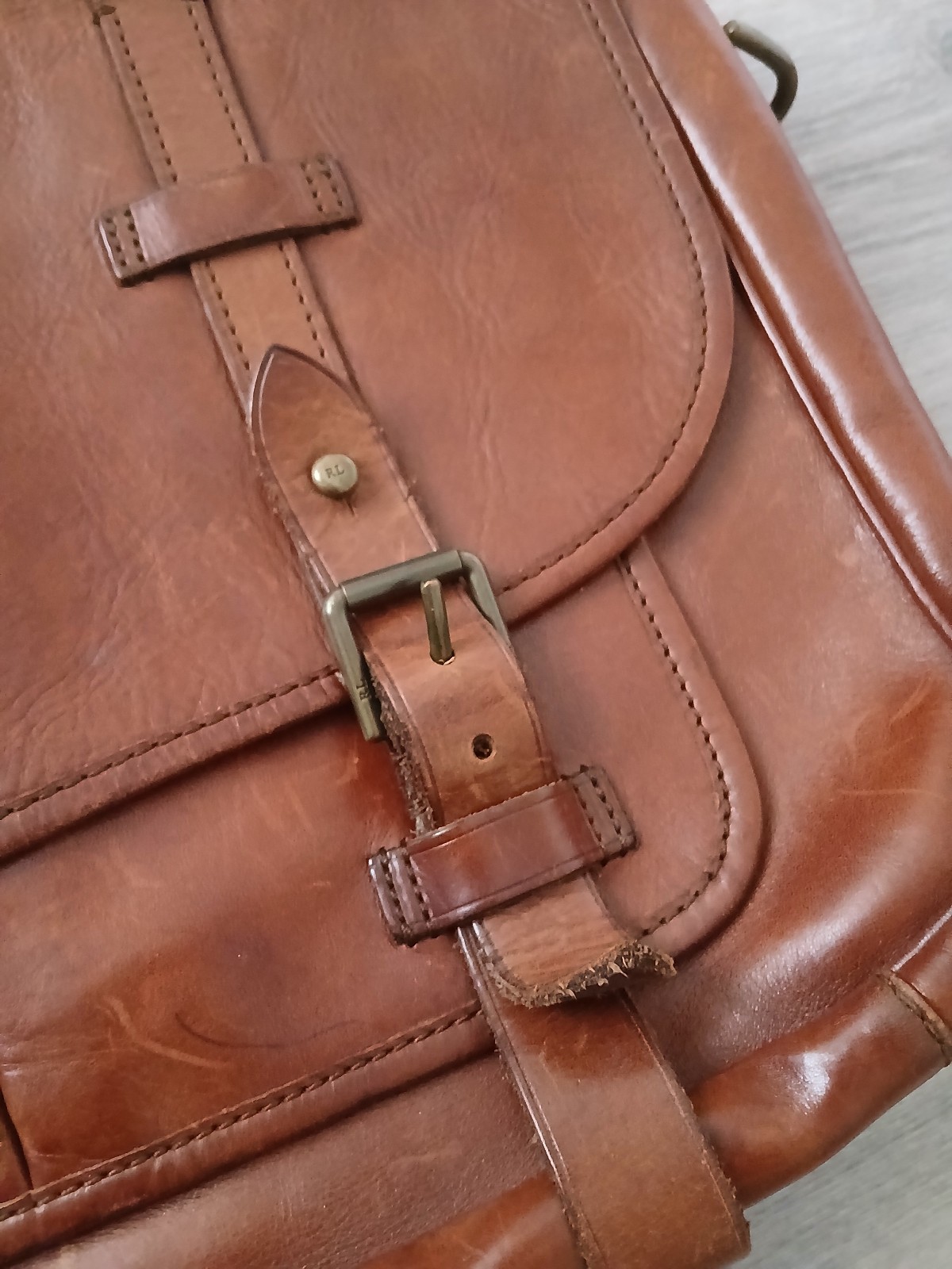 Vintage Polo Ralph Lauren Heritage Leather Briefcase Messenger Bag - 17" X 12" image 5