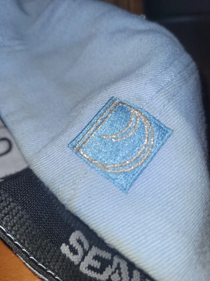 Sean John Stretch Fit Sky Blue Navy Logo FLEXFIT Men's Baseball Cap Hat - Изображение 2 из 4