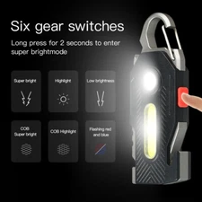 Multifunctional Charging Emergency Light Convenient Keychain Work Light COB High