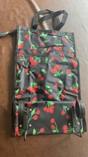 Tote Bag with Wheels Handles Multi Compartment Grocery Travel Black 22x13