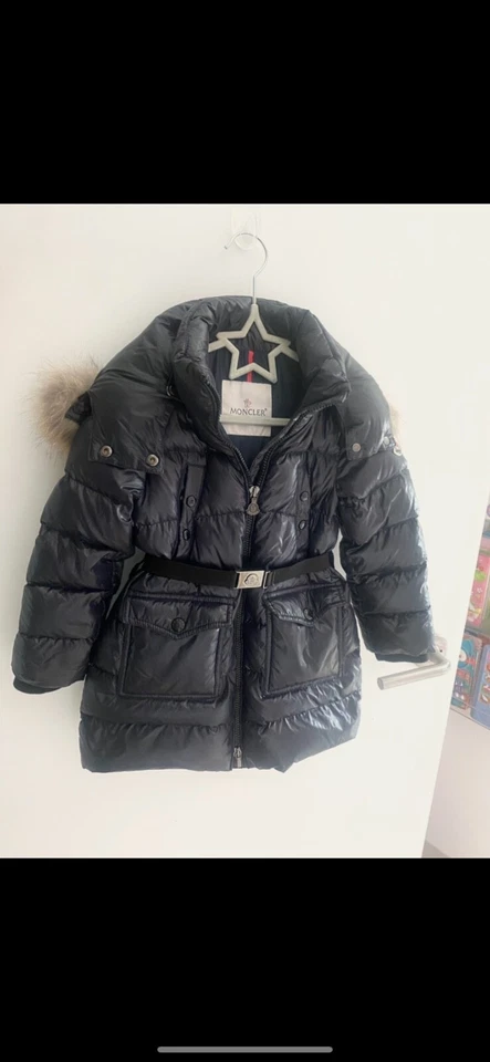 Kids moncler Navy belted coat - Image 2 of 4