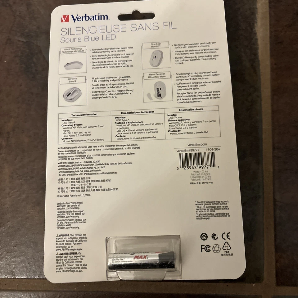 Verbatim Mouse Blue LED Wireless Graphite/Silver  99777 (New In Packaging) - Image 2 of 2