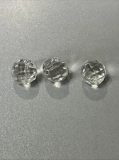 (3) Antique Clear Glass Tunnel Shank 1/2” Buttons Faceted High Dome X15