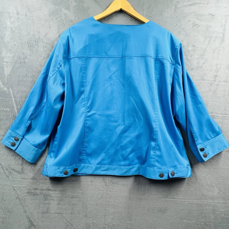 Ruby Rd. Women Size 22 Blue Jacket Embellished Jeweled Designed Office Workwear - Image 3 of 4