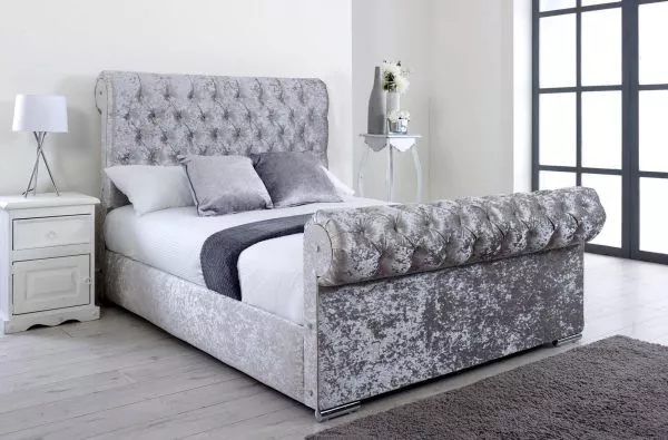 Crushed velvet sleigh bed ebay deals