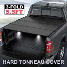 Hard Truck Tonneau Cover For 2015-2025 Ford F150 5.5 Feet Bed TRI-Fold &LED Lamp