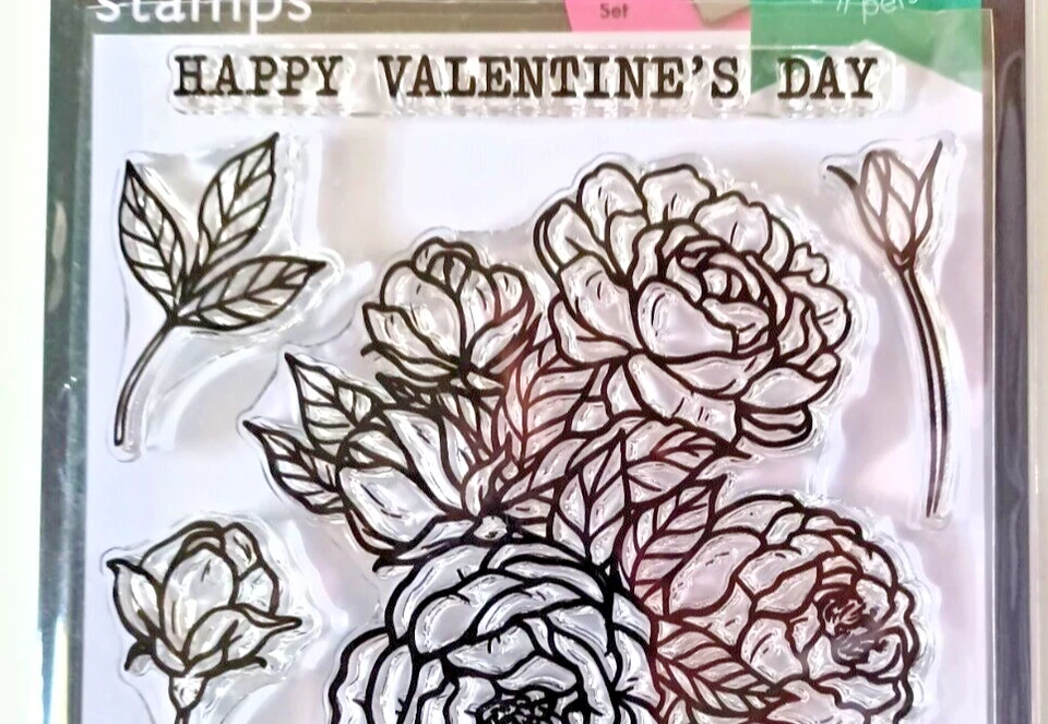 Conjunto de estampillas transparentes Peonías Bunch Flower San Valentín de Hero Arts CM604 ¡NUEVO! Foto 2 de 3