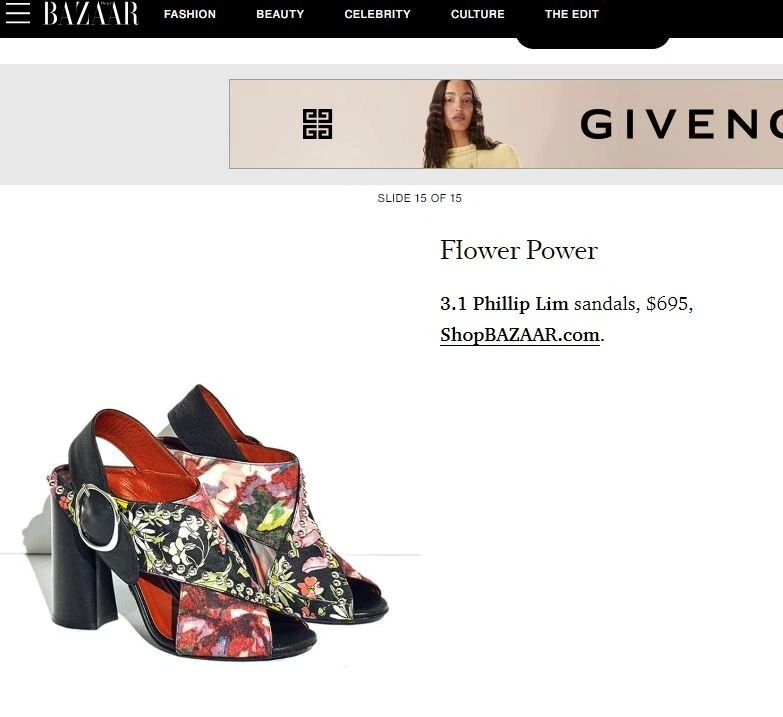 Sandalias Zapatos 3.1 PHILLIP LIM Floral Entrecruzado con Cordones en Bloque Talla 39 $695 Foto 2 de 4