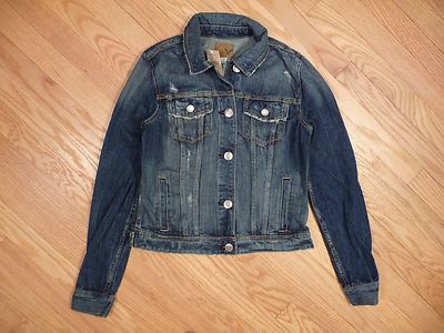 Womens NEW AE American Eagle Medium Destroy Denim Jean Jacket Coat Size S Small
