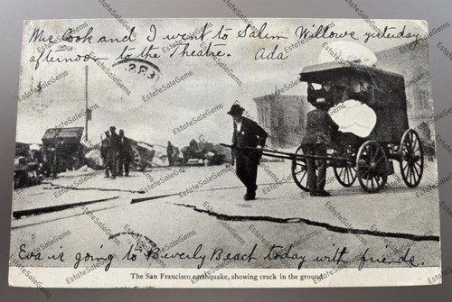 1908 postcard San Francisco earthquake aftermath crack in road - 第 11/20 張圖片