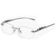 Men's Luxury Leopard Clear Lens Silver Frame Hip Hop Retro Rectangular Glasses