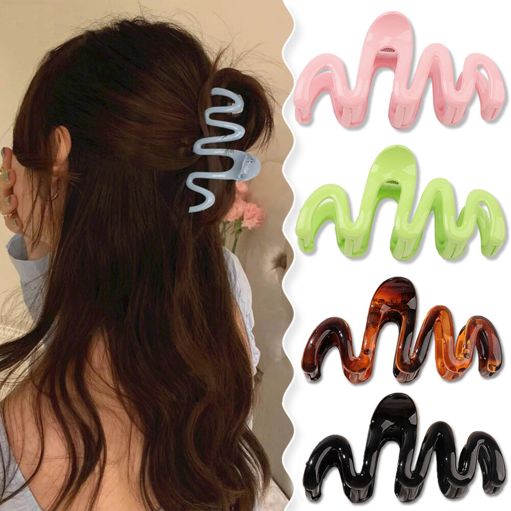 Wavy Hair Claw Large Acrylic Shark Clip Hair Accessories DIY Simple Korean Sweet