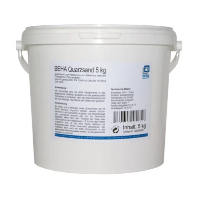 BEHA Quarzsand zum Abstreuen von Gießharz Sand Filtersand für Filteranlagen 5kg