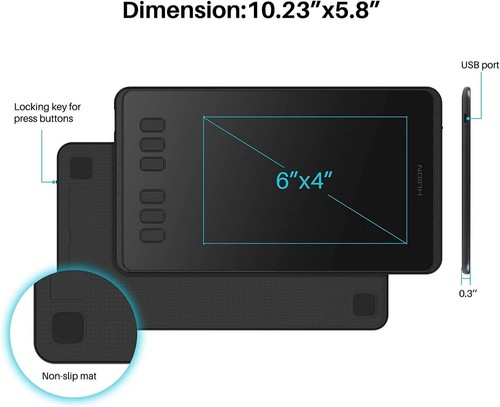 Huion Zeichnungstablett Inspiroy H640P digitales Grafikpad für osu! mit Stylus 6 - Bild 2 von 9