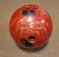 Vintage Brunswick Crown Jewel Bowling Ball Red Swirl 14lb