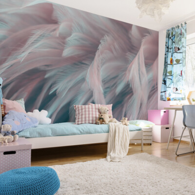 VLIES FOTOTAPETE Selbstklebend XXL Wand Bunte Federn 3D Dekor 4703