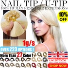 16"-22" Pre Bonded Keratin Nail U Tip Human Hair Extensions 1G Double Drawn UK