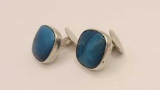 Vintage Swedish Sterling Silver Bergslagssmycke Ove Nordström Cufflinks Blue