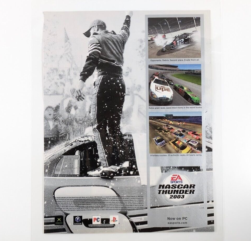 2002 NASCAR Thunder 2003 video game Ad, Laminated Racing Promo – Xbox PS2