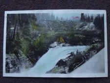 CASCADE MOUNTAIN STREAM  Vtg 1922 COLOR HAND TINTED BLACK & WHITE PHOTO