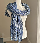 J Mclaughlin reed scarf in blue and cream snake skin print