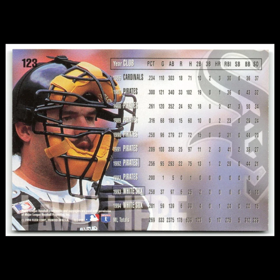 Mike LaValliere #123 1995 Fleer Chicago White Sox Baseball Card MLB NM - Image 2 of 3