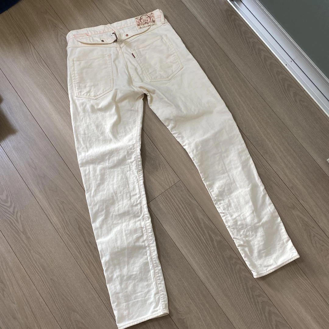 EVISU White Denim Pants Jeans Cinch back Lot.2029 34 32 Used From Japan