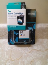 HP 64 Tri-Color Ink N9J89AN Original Genuine OEM And Wexford 64 Black Cartridges