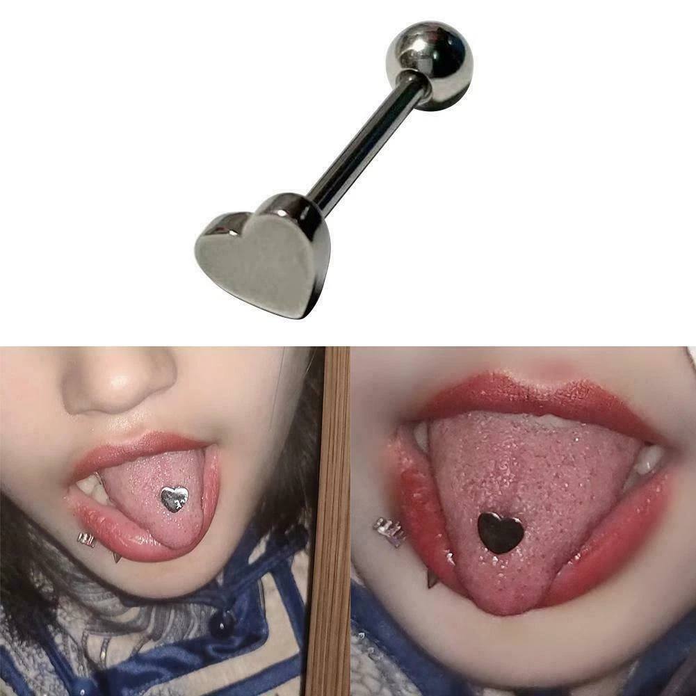 Heart Tongue Piercing Tongue Ring Nail Steel Body Jewerly Punk H0Z3