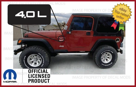 (2x) 1997-2006 Jeep Wrangler 4,0 L logotipo TJ calcomanías laterales pegatinas blancas SJ3Y9 Foto 2 de 2